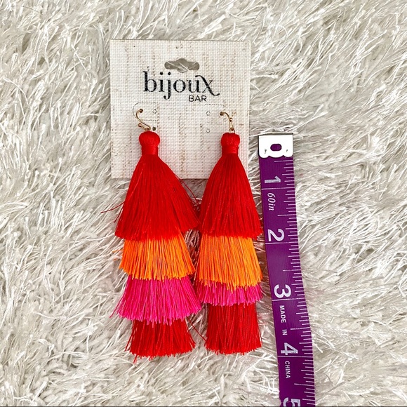 🍓 Bijoux Bar Red/Orange/Pink Tassel Earrings - Picture 4 of 4
